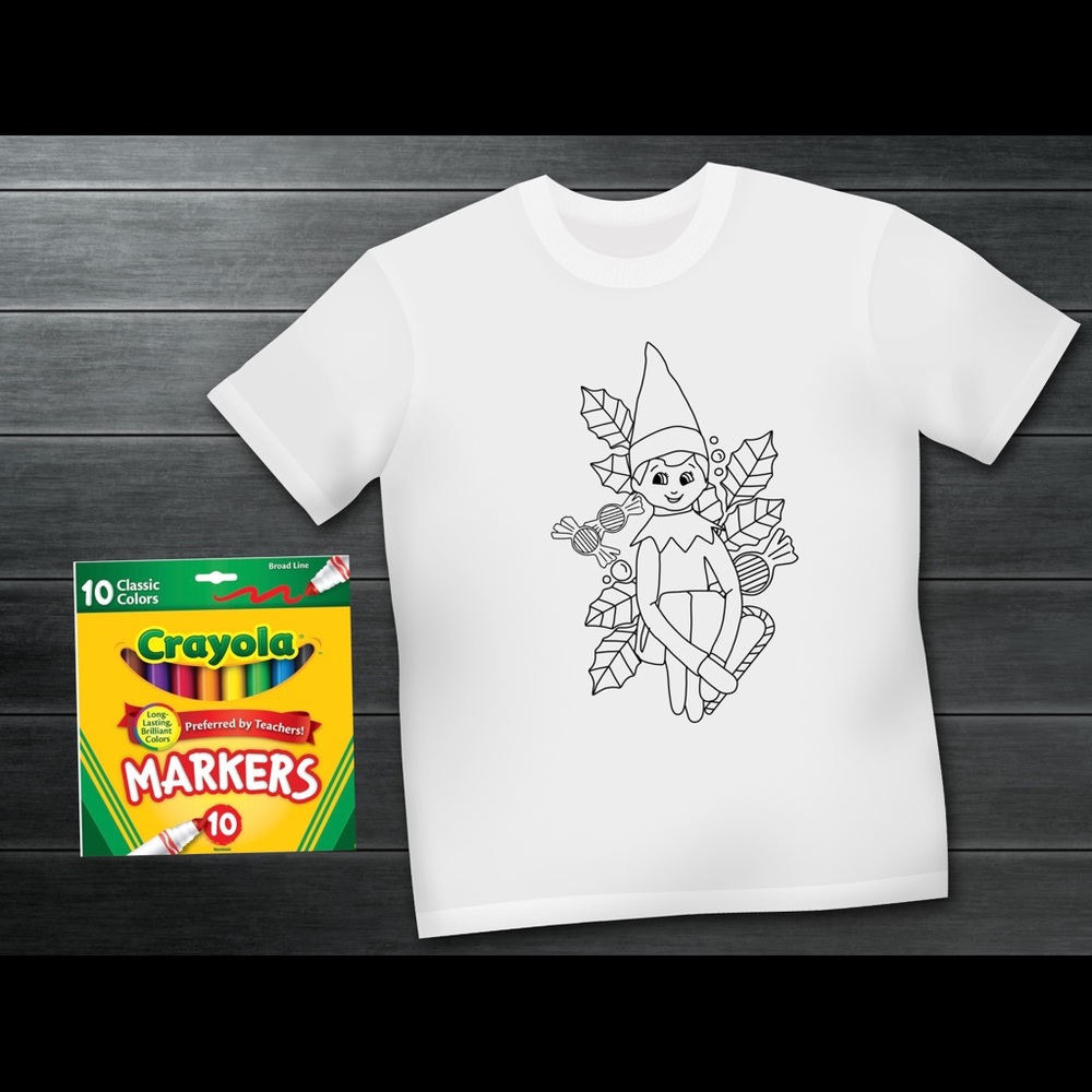 Elf on the shelf coloring shirt